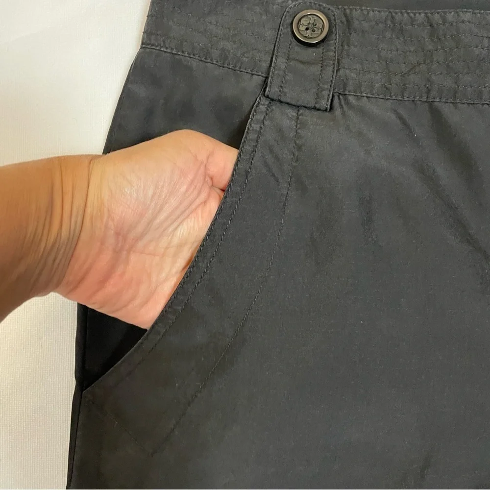 Tory Burch Dark Grey Silk Cropped Cargo Pants Size 12